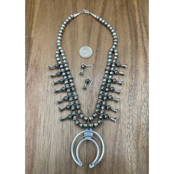 Native American Navajo Handmade Sterling Silver Pink Conch Squash Blossom 18” - Picture 8 of 8